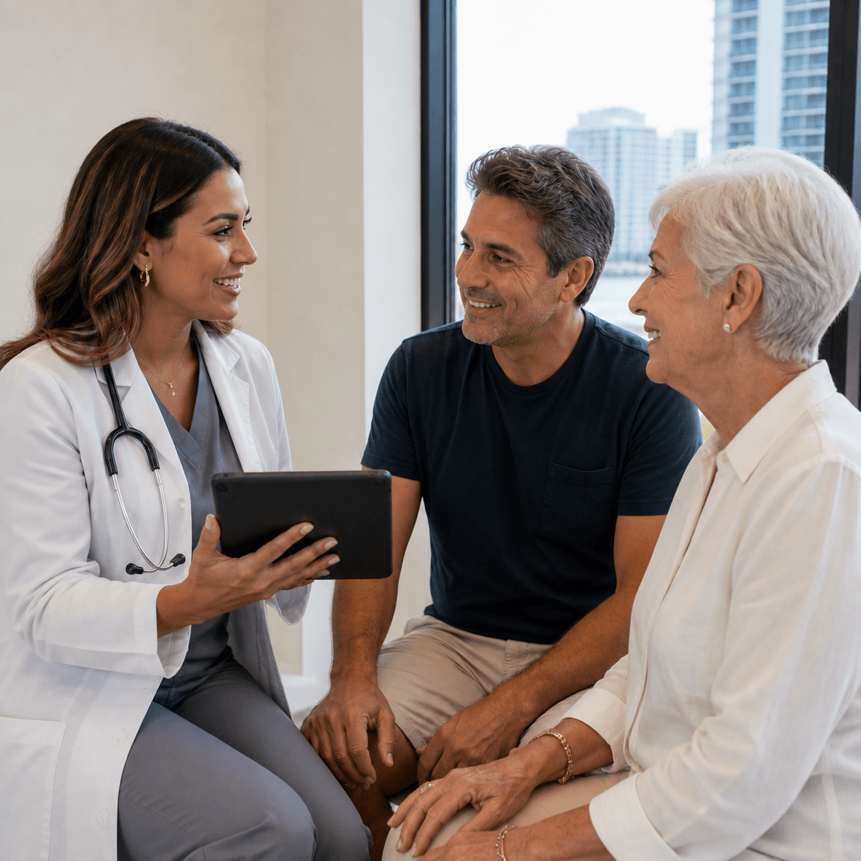 Doctor speaking with patients