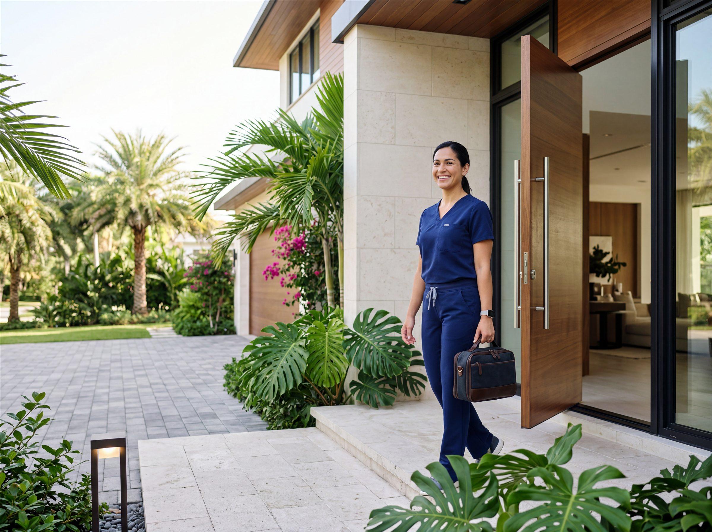 Astra mobile concierge clinician arriving at a home